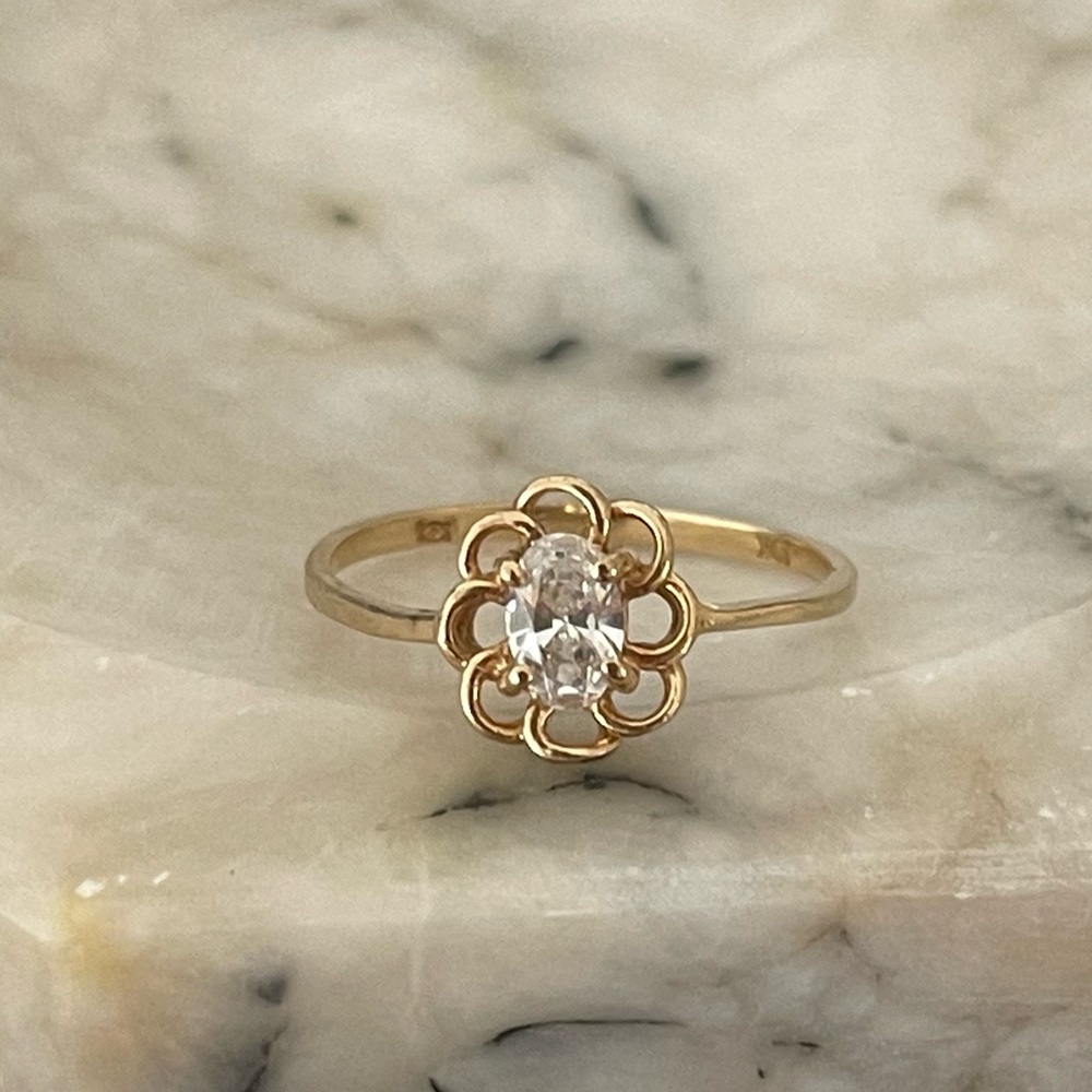 Solid 10K yellow gold vintage ring CZ cubic zirconia 90s minimalist 10 karat VTG - Picture 11 of 16